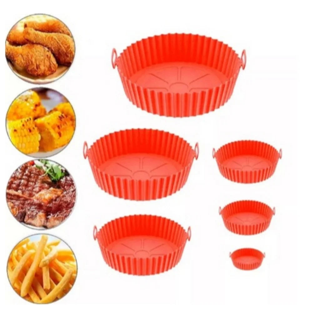 Forma Airfryer Silicone 6pçs Antiaderente Reutilizável (Cores Sortidas)