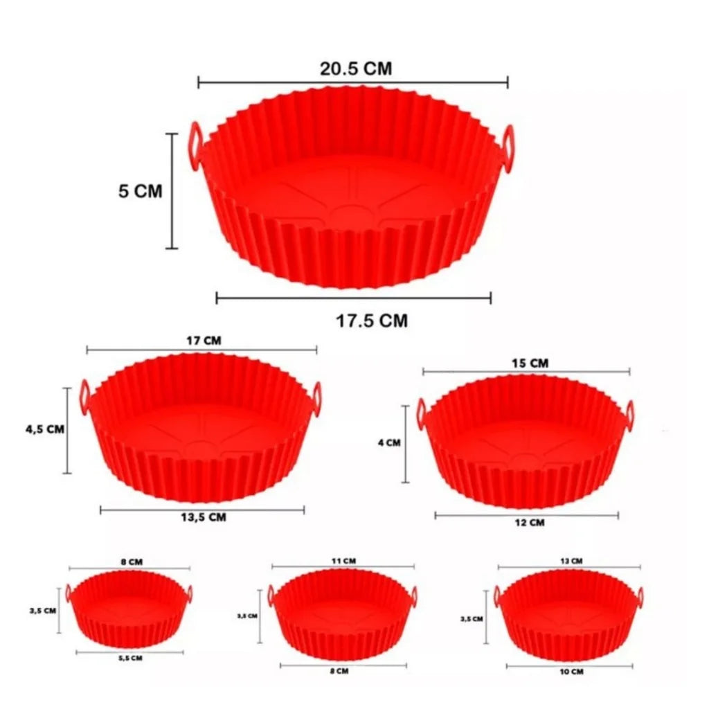 Forma Airfryer Silicone 6pçs Antiaderente Reutilizável (Cores Sortidas)