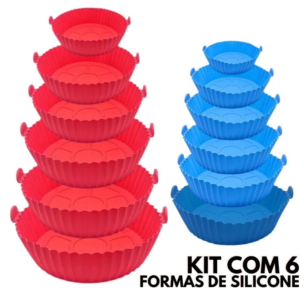 Forma Airfryer Silicone 6pçs Antiaderente Reutilizável (Cores Sortidas)