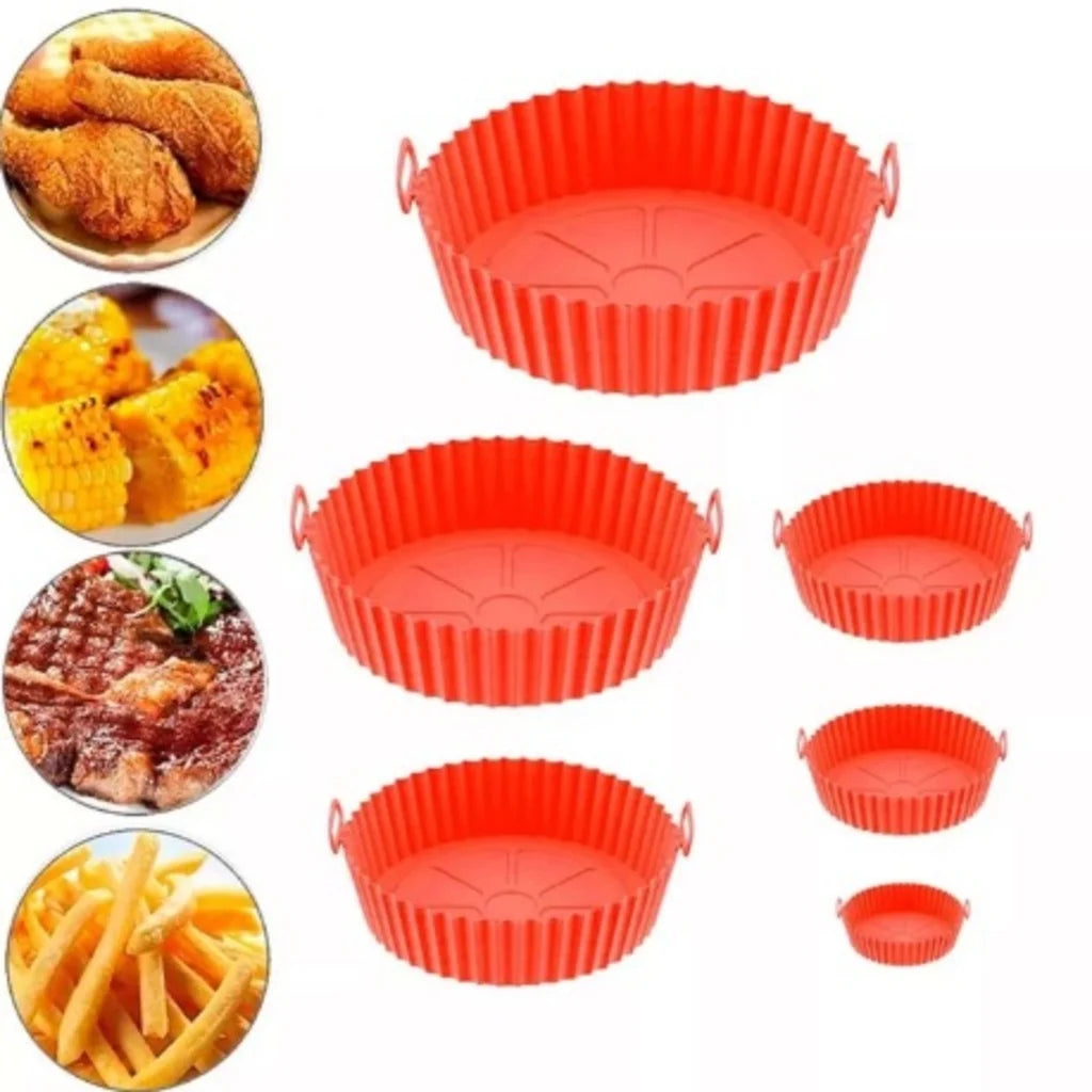 Forma Airfryer Silicone 6pçs Antiaderente Reutilizável (Cores Sortidas)