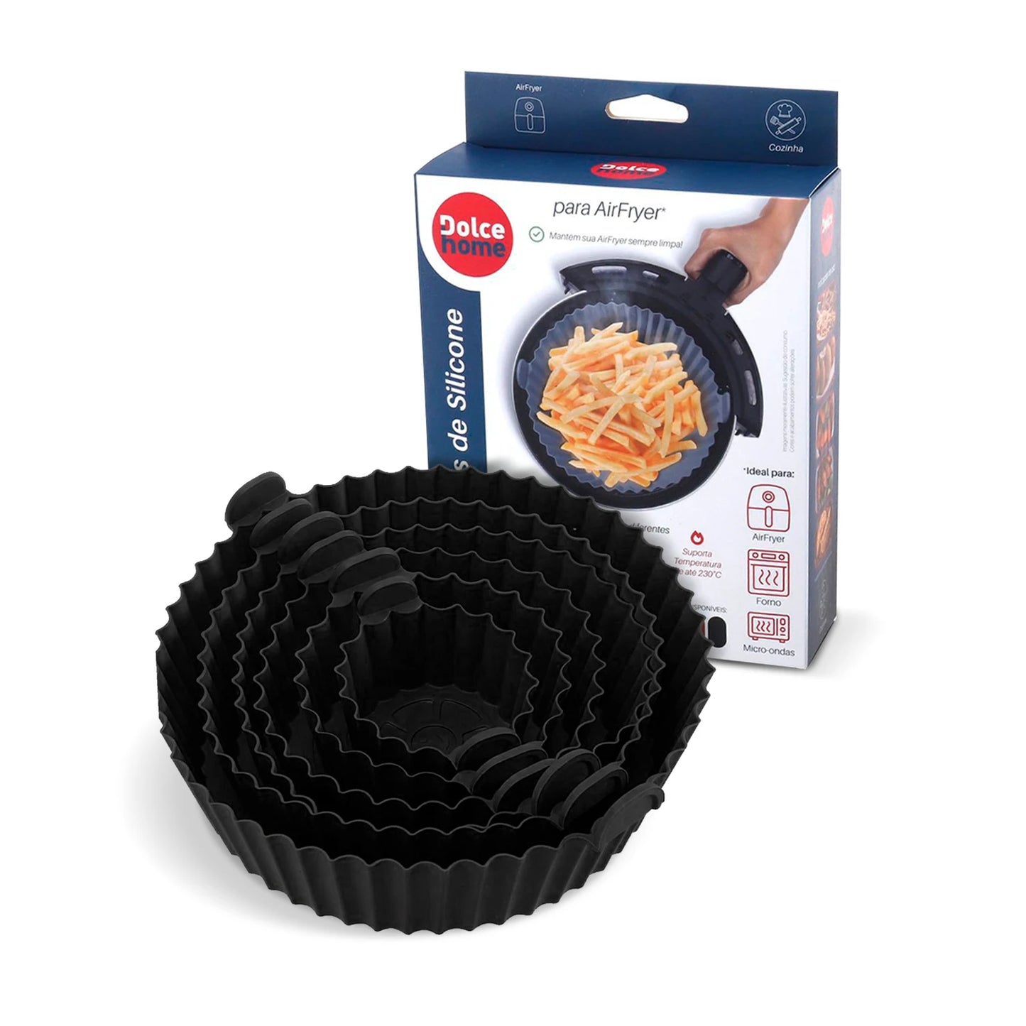 Forma Airfryer Silicone 6pçs Antiaderente Reutilizável