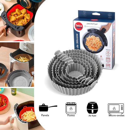 Forma Airfryer Silicone 6pçs Antiaderente Reutilizável